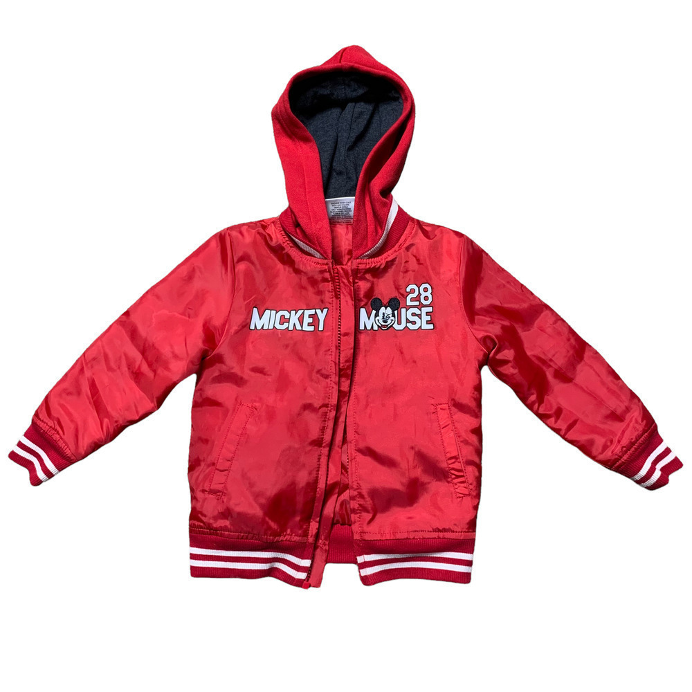 Disney Mickey Mouse Red Kids Toddler Long Sleeve Full Zip Hoodie Jacket Size 3